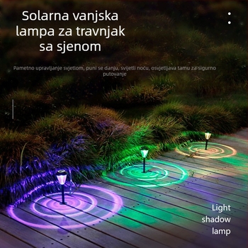 Vanjska solarna lampica za travnjak s ugrađenim šiljkom u tlo, projekcija kruga svjetla za vrt, park i stazu – krajinska rasvjeta