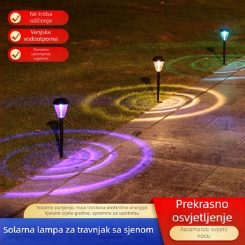 Vanjska solarna lampica za travnjak s ugrađenim šiljkom u tlo, projekcija kruga svjetla za vrt, park i stazu – krajinska rasvjeta