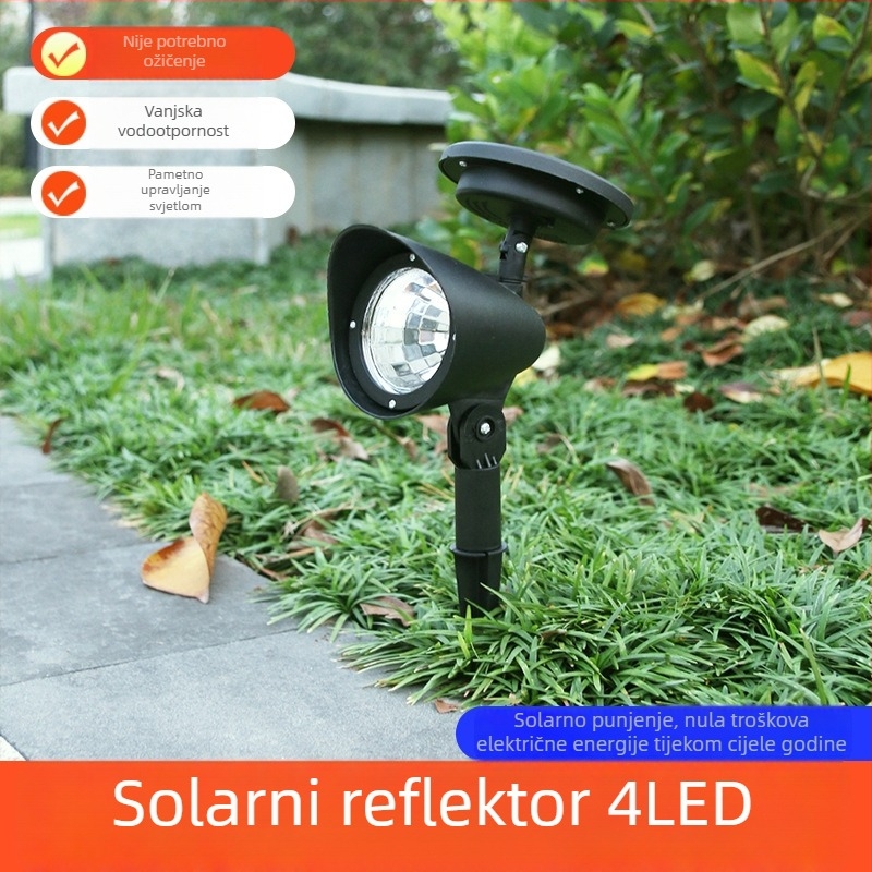 Solarni reflektor za travu s 4 LED, vanjsko rasvjetno osvjetljenje dvorišta i krajolika