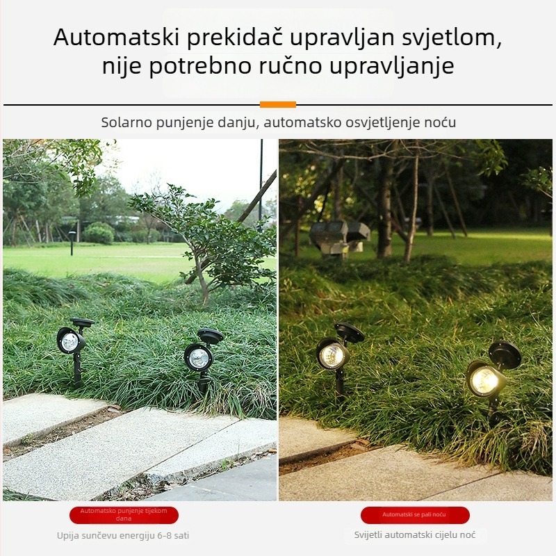 Solarni reflektor za travu s 4 LED, vanjsko rasvjetno osvjetljenje dvorišta i krajolika