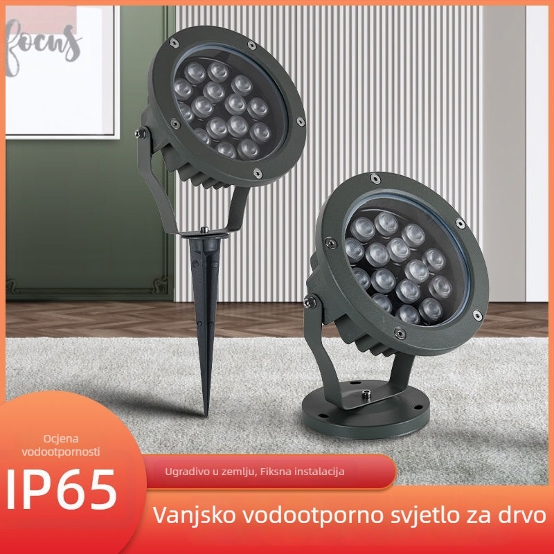 ALU LED svjetlo za drvo, vanjska upotreba, vodootporno, ugradnja u tlo, RGB, visoka snaga