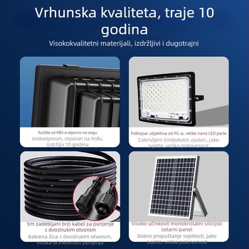 Solarni floodlight s radar senzorom – vanjska IP65 vodootporna rasvjeta za vrt, daljinsko upravljanje