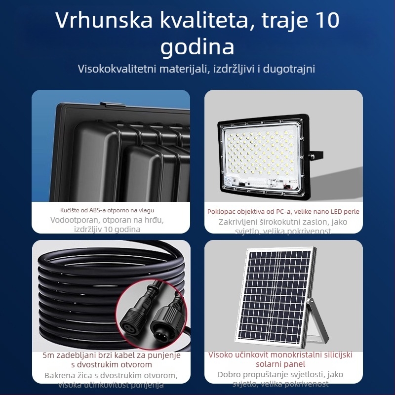 Solarni floodlight s radar senzorom – vanjska IP65 vodootporna rasvjeta za vrt, daljinsko upravljanje