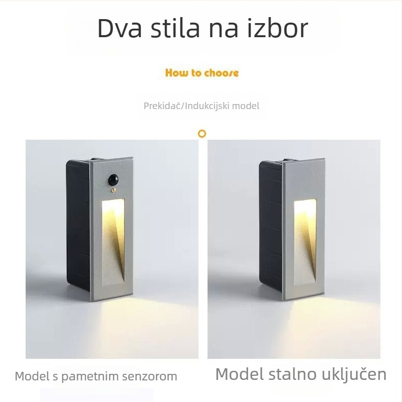 Westhui XH-S120 vanjska vodootporna lampica za stepenice, aluminijsko kućište, 3W, 420 lm, 3000–4000K, IP65