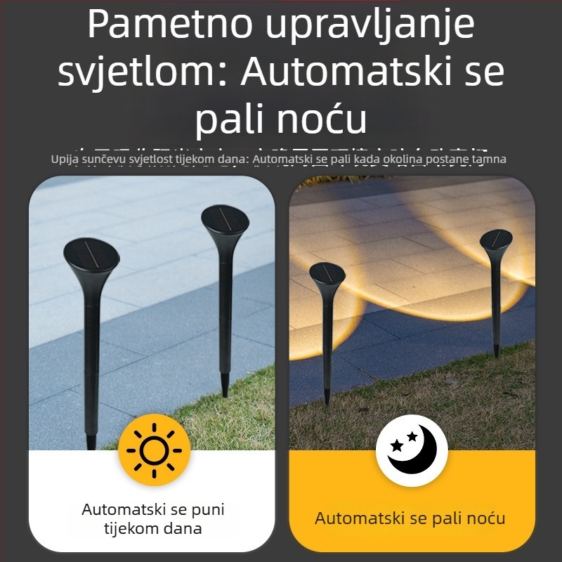 Solarne lampe za travnjak i dvorište – dekorativno osvjetljenje za staze i krajolik s usmjerenim svjetlom
