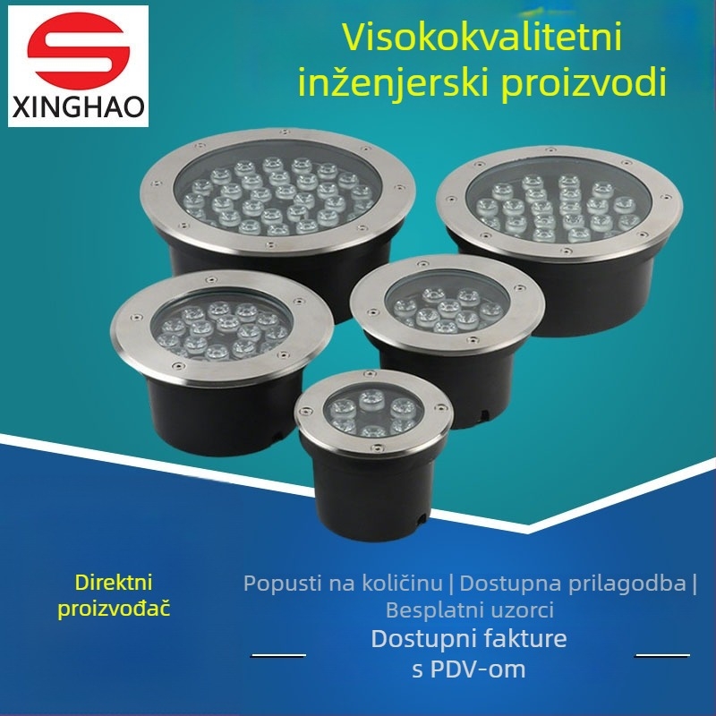 LED podzemno svjetlo, kružno ugrađeno vanjsko svjetlo, vodootporno svjetlo od nehrđajućeg čelika za stepenice, svjetlo pod vodom s podesivim kutem