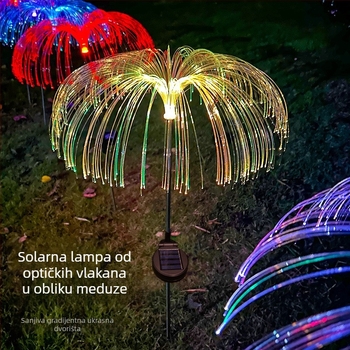 Solarna lampa meduza s optičkim vlaknima i učinkom vatrometa, za dvorište i travnjak, LED rasvjeta krajolika