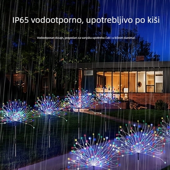 LED solarne lampice s bakrenim užetom za vrt i travnjak, dekorativno osvjetljenje u obliku vatrometa i maslačka