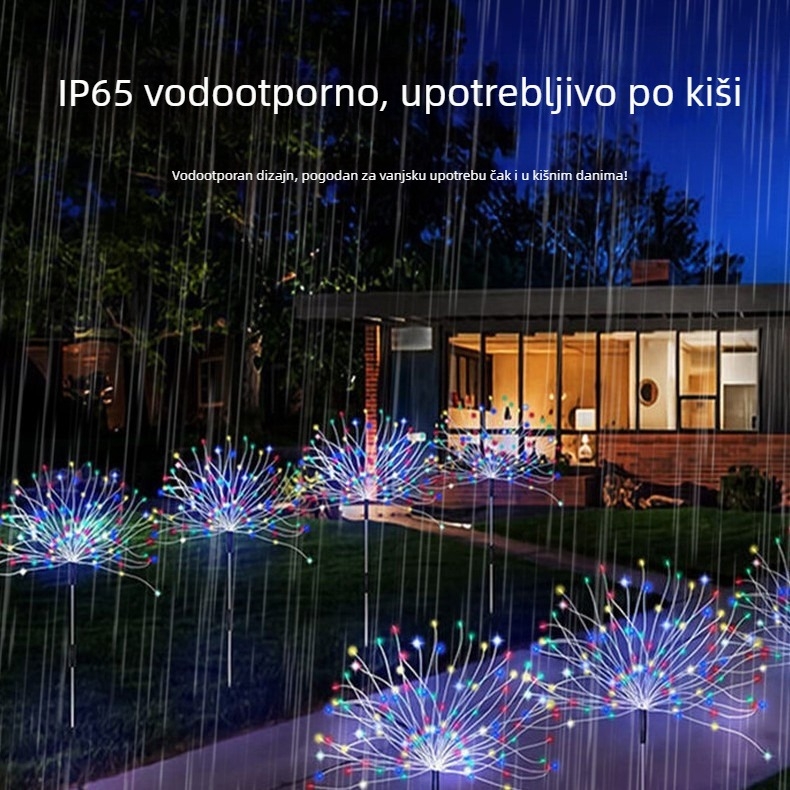 LED solarne lampice s bakrenim užetom za vrt i travnjak, dekorativno osvjetljenje u obliku vatrometa i maslačka