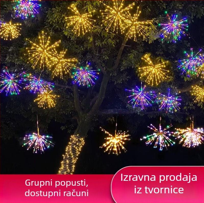 LED solarne lampice s bakrenim užetom za vrt i travnjak, dekorativno osvjetljenje u obliku vatrometa i maslačka