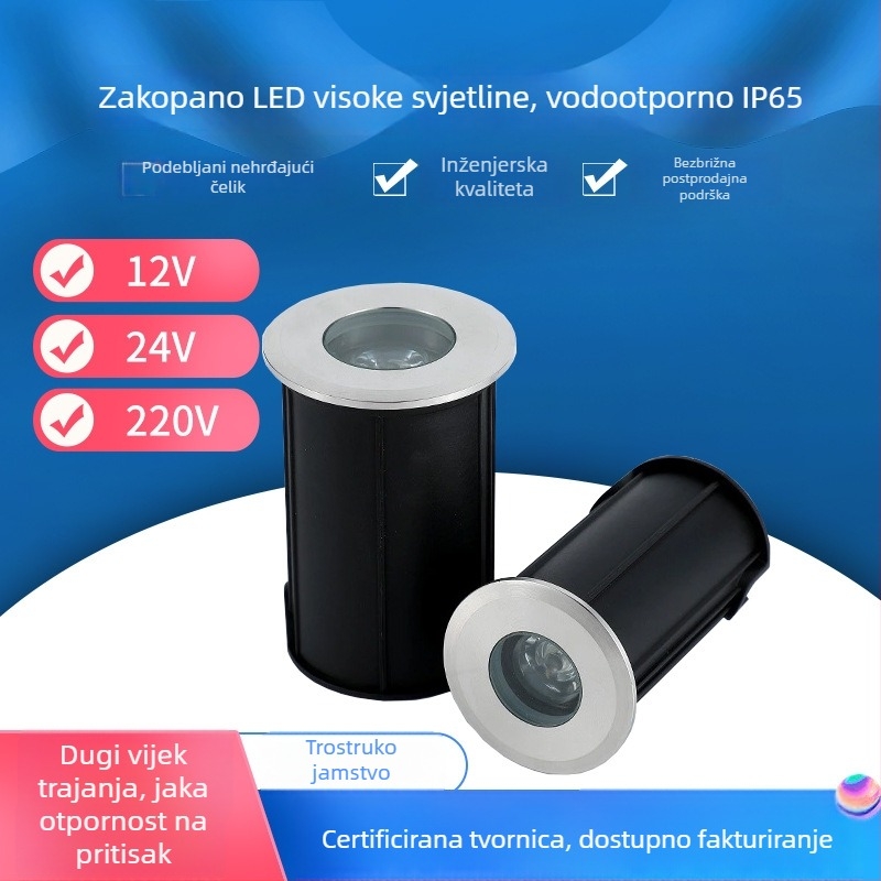 1W ugrađeni LED reflektor za podove, IP68, nehrđajući čelik, promjer 52 mm, 220V, 3000K, dimmable i promjena boje