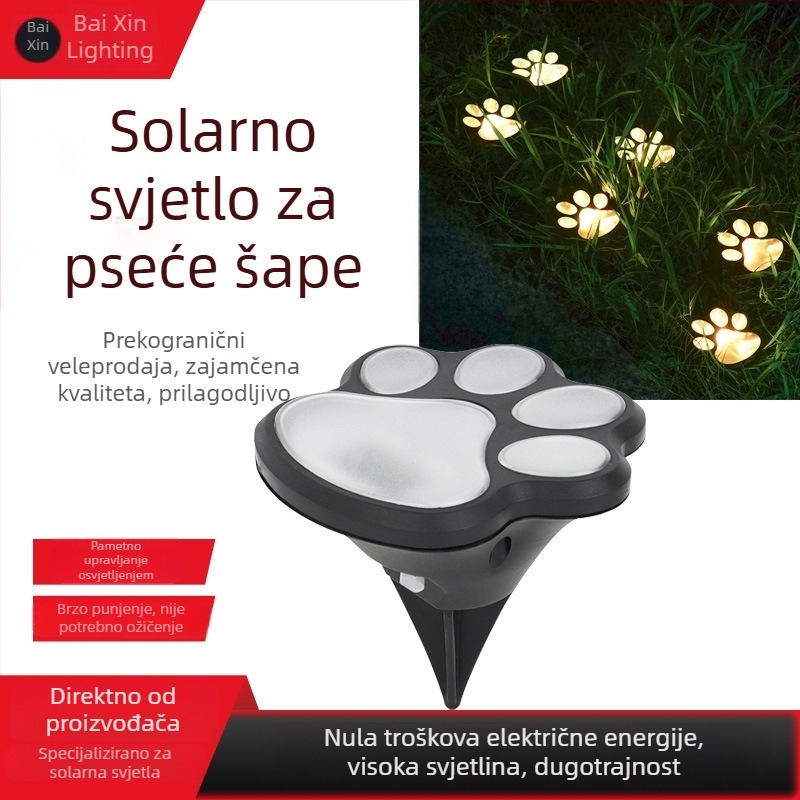 Solarna podzemna svjetla u obliku šape psa za vanjske vrtne staze i travnjak, dekorativno osvjetljenje dvorišta