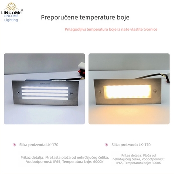 LED vodootporna kutna svjetiljka za vanjsku upotrebu, ugrađeno svjetlo za stepenice i stazu, zidna svjetiljka izlaza garaže