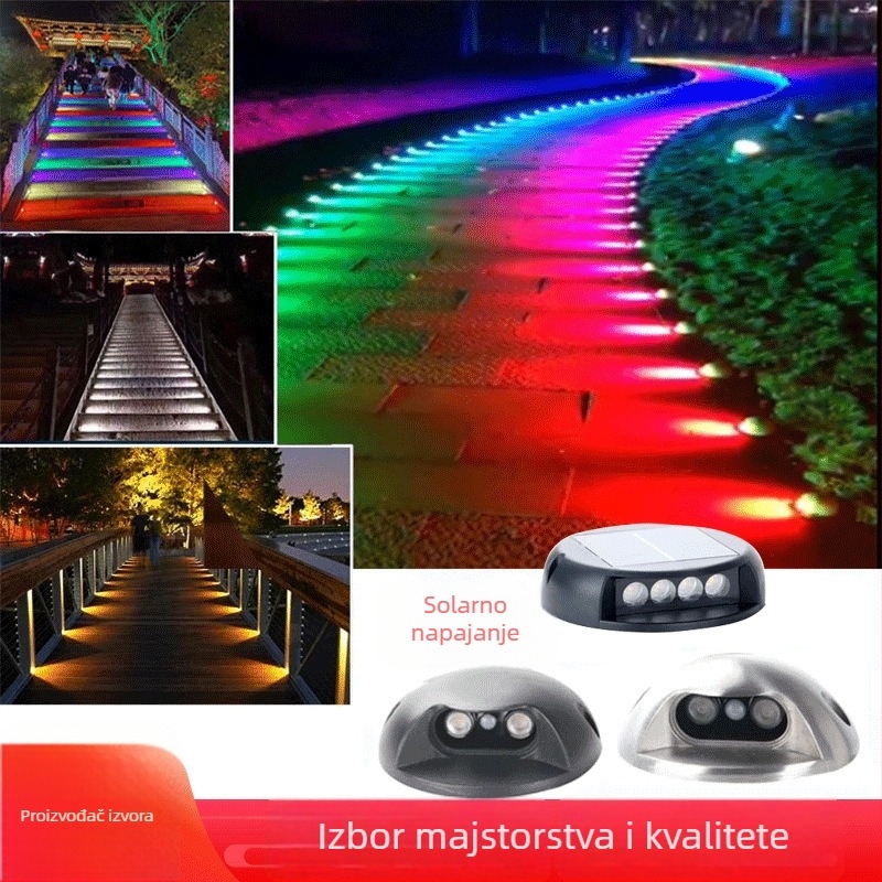 LED rasvjeta u bojama za staze i stepenice u planinskom krajoliku — bočno osvjetljenje koraka i hodnika
