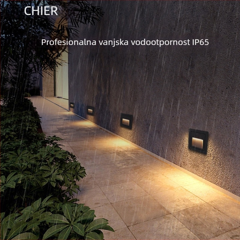 LED vanjska vodootporna kružna podna svjetiljka za stepenice, kvadratni kut ugrađena zidna rasvjeta