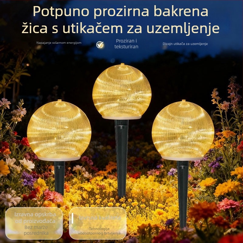 Vanjska solarna LED vrtna svjetiljka sa čepom za tlo – rasvjeta dvorišta i parka, pejzažno osvjetljenje, ambientno noćno svjetlo
