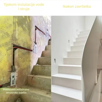 Bezokvirna ugrađena vodootporna magnetska duga kvadratna zidna svjetiljka sa senzorom pokreta za stubište i hodnik