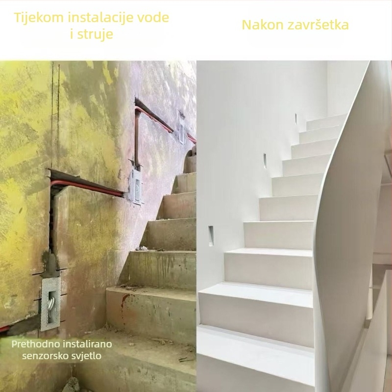 Bezokvirna ugrađena vodootporna magnetska duga kvadratna zidna svjetiljka sa senzorom pokreta za stubište i hodnik