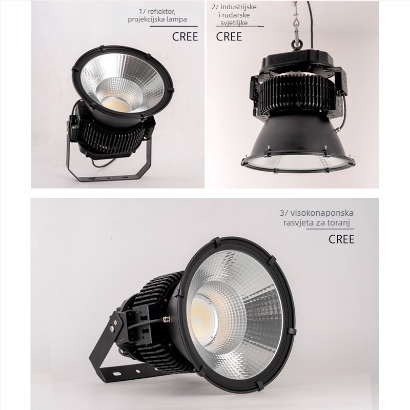 LED rasvjetni projekcijski floodlight 400W za vanjsku upotrebu IP65, crno aluminijsko kućište, 400 LED (SMD3030), 220V, kut zrake 25°/60°/90°, pogodan za gradilišta i luke