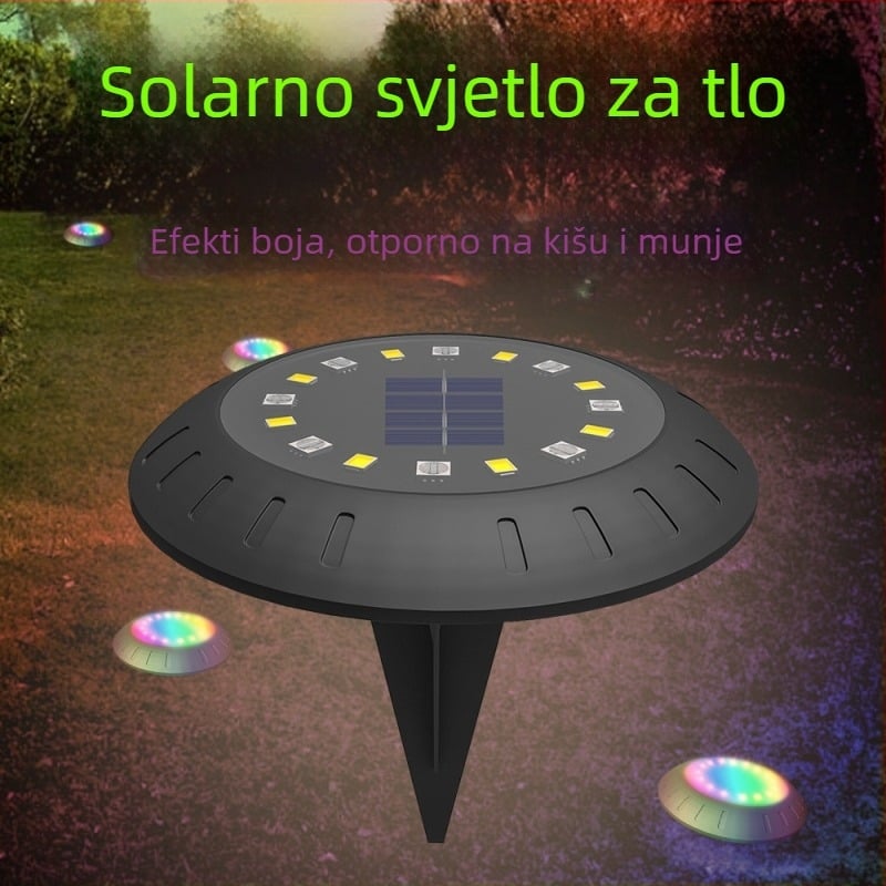 Vanjska solarna podzemna lampa za vrt – LED, vodootporna, šareni travnjak osvjetljenje