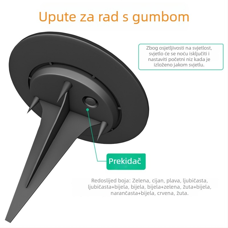 Vanjska solarna podzemna lampa za vrt – LED, vodootporna, šareni travnjak osvjetljenje