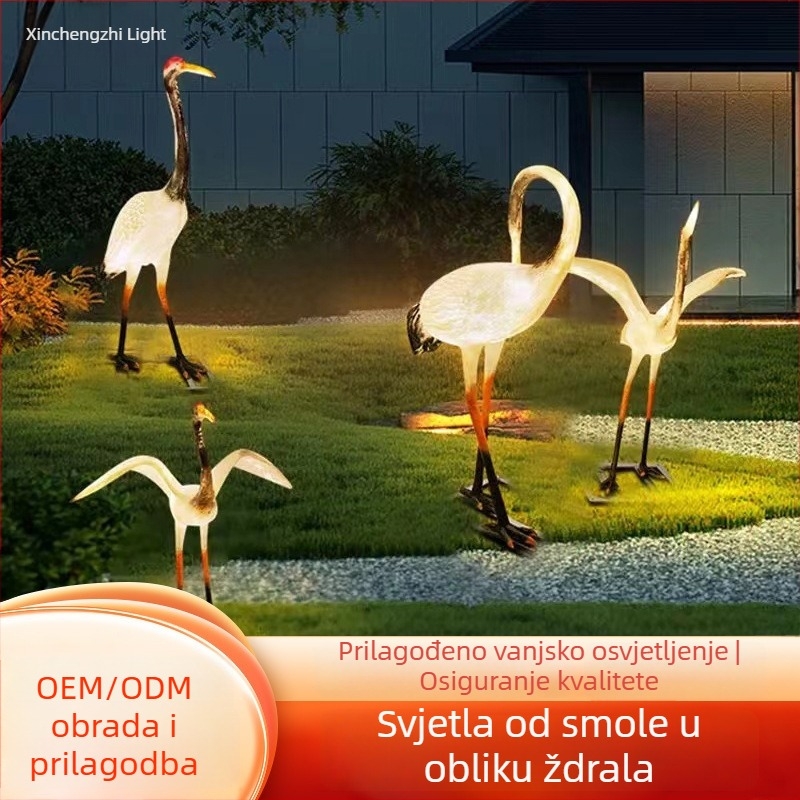Lampa od smole u obliku ždrala, vanjska LED rasvjeta za pejzažnu dekoraciju vrta i dvorišta, prilagodljivo