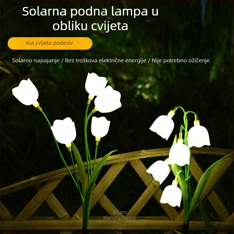 Solarna svjetiljka u obliku cvijeta za travnjak, vanjska dekorativna rasvjeta, IP43, plug-and-play