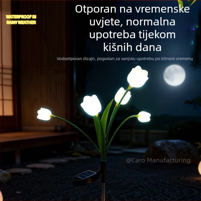 Solarna svjetiljka u obliku cvijeta za travnjak, vanjska dekorativna rasvjeta, IP43, plug-and-play