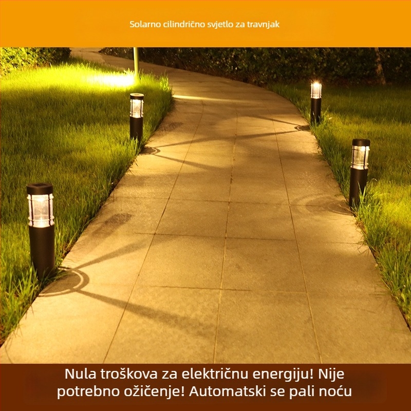 Nova vanjska solarna LED cilindrična lampica za travnjak, dvorište i stazu, vodootporna