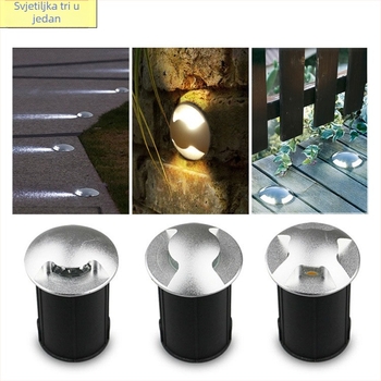 LED vanjska ugrađena svjetiljka za stepenice, nehrđajući čelik, vodootporna, 1W/3W, prozirno kućište