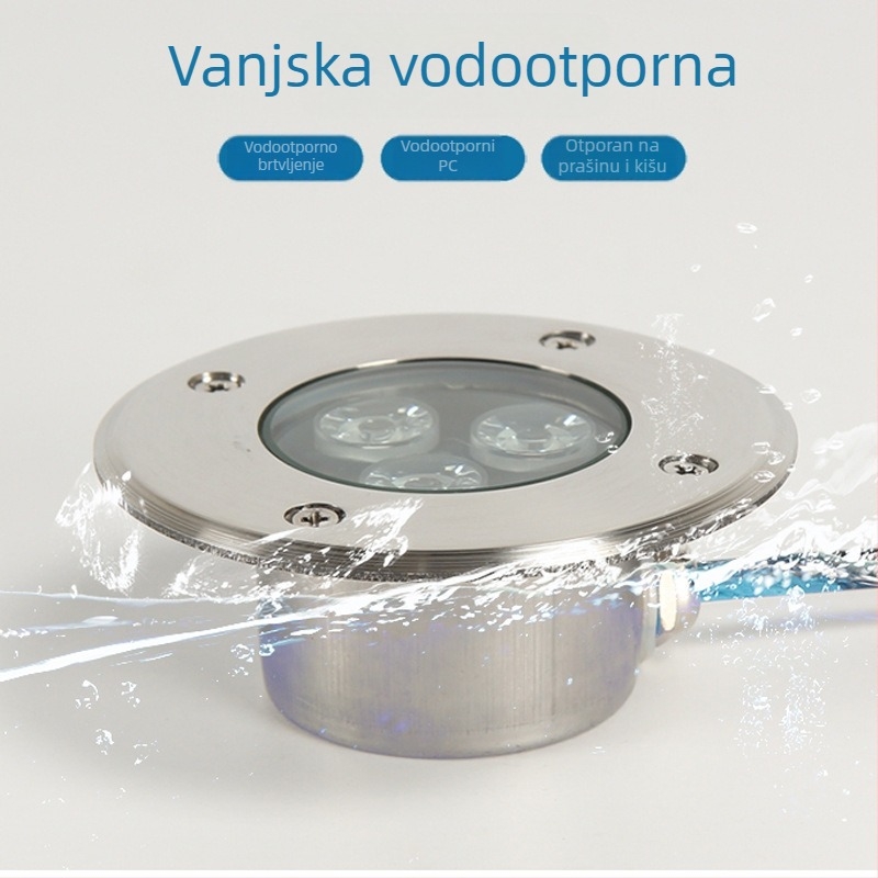 RGB podvodna ugrađena vanjska zidna svjetiljka, ultra-tanka, vodootporna, 3W za bazene i ribnjake