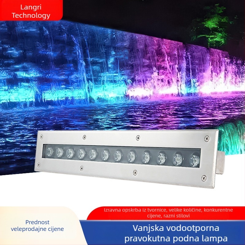 Kvadratno podvodno ugrađeno LED svjetlo, duga nehrđajućeg čelika, vanjski vodootporan za ribnjak, niskonaponski 12/24V, IP68