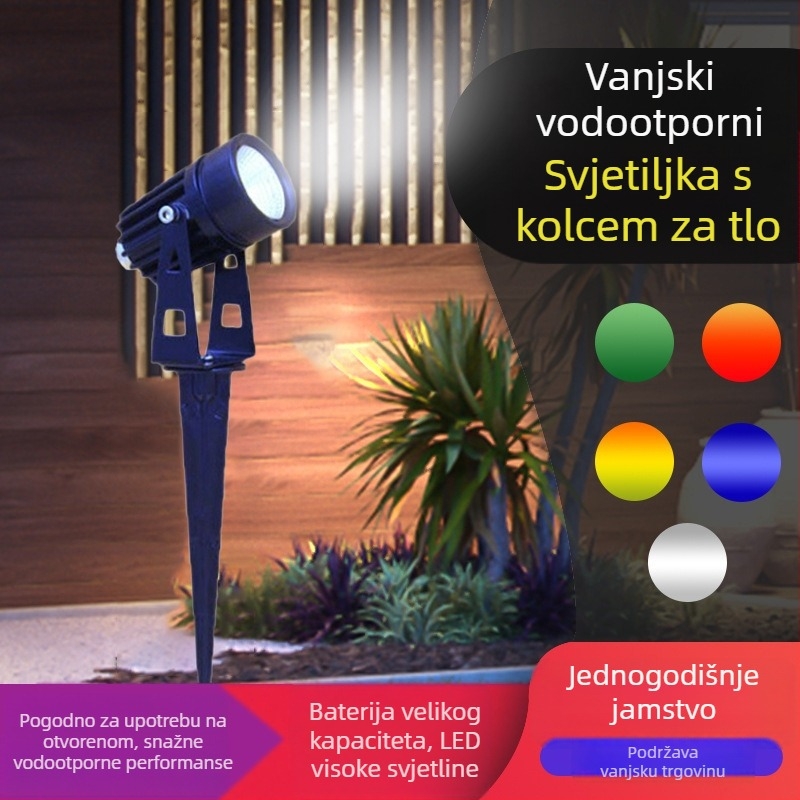 Vanjska vodootporna LED svjetiljka za stablo, 220V, 3W COB, šarolika, aluminijski zemni reflektor