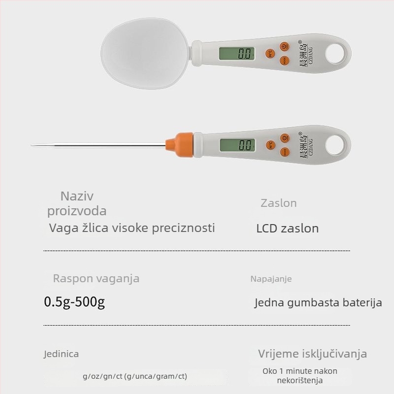 Chenzhou Island 2-u-1 digitalna kuhinjska vaga s mjernom žličicom i termometrom