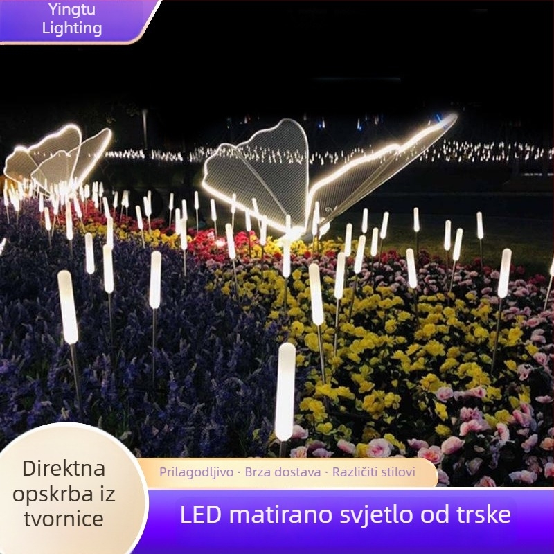 Solarna lampa u obliku štapa od trstike za vanjsku upotrebu, vodootporna LED rasvjeta za krajolik s matnom teksturom mjehurića, usađena u tlo, dekor travnjaka