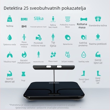 Osmoelektrična vaga za tjelesnu masnoću s Bluetoothom, punjiva, za kućnu upotrebu, točno mjerenje tjelesne težine i postotka tjelesne mase te vode, 5–180 kg