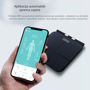 Osmoelektrična vaga za tjelesnu masnoću s Bluetoothom, punjiva, za kućnu upotrebu, točno mjerenje tjelesne težine i postotka tjelesne mase te vode, 5–180 kg