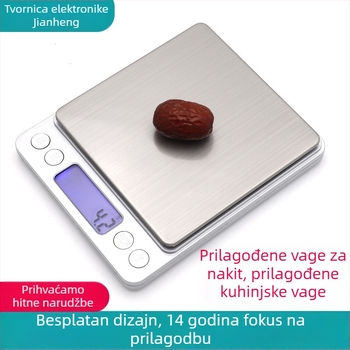 Prilagođena i2000 visoko precizna vaga za nakit i kuhinju, kapacitet 3000 g, punjiva
