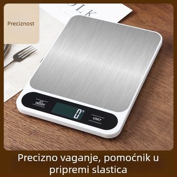 Digitalna kuhinjska vaga s rasponom 5 kg/1 g, 10 kg/1 g i 15 kg/1 g, kompaktna i prijenosna za kuhanje i pečenje