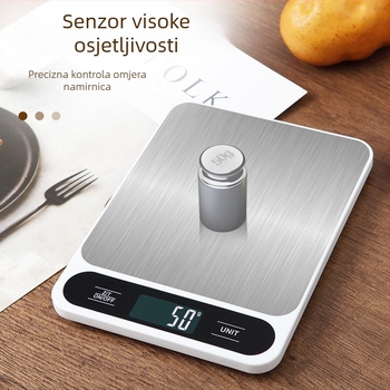Digitalna kuhinjska vaga s rasponom 5 kg/1 g, 10 kg/1 g i 15 kg/1 g, kompaktna i prijenosna za kuhanje i pečenje