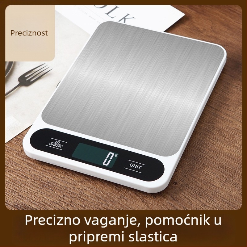 Digitalna kuhinjska vaga s rasponom 5 kg/1 g, 10 kg/1 g i 15 kg/1 g, kompaktna i prijenosna za kuhanje i pečenje