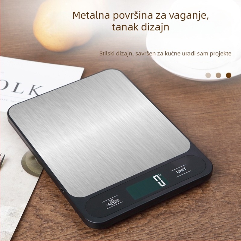Digitalna kuhinjska vaga s rasponom 5 kg/1 g, 10 kg/1 g i 15 kg/1 g, kompaktna i prijenosna za kuhanje i pečenje