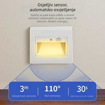 Ugradna LED noćna svjetiljka tipa 86 za hodnike, stubišta i korake s senzorom pokreta
