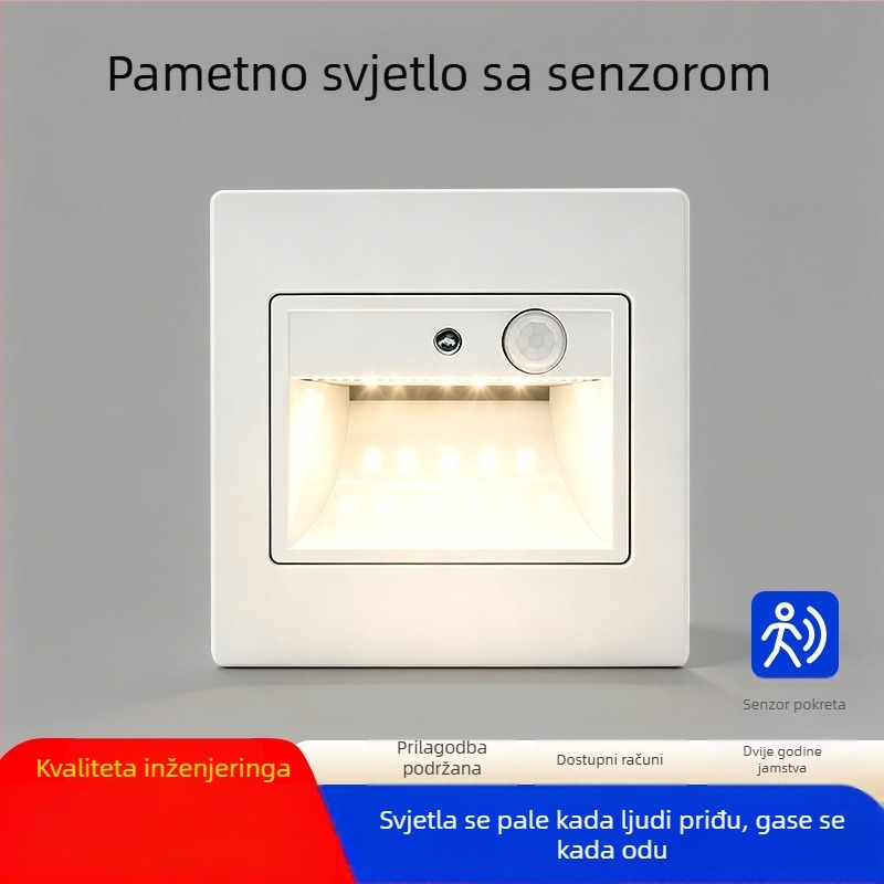 Ugradna LED noćna svjetiljka tipa 86 za hodnike, stubišta i korake s senzorom pokreta