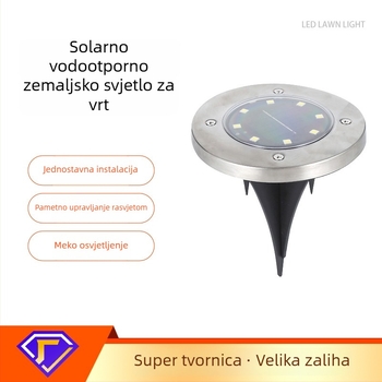 Solarno podzemno svjetlo s 8 LED, vanjsko osvjetljenje travnjaka i vrta