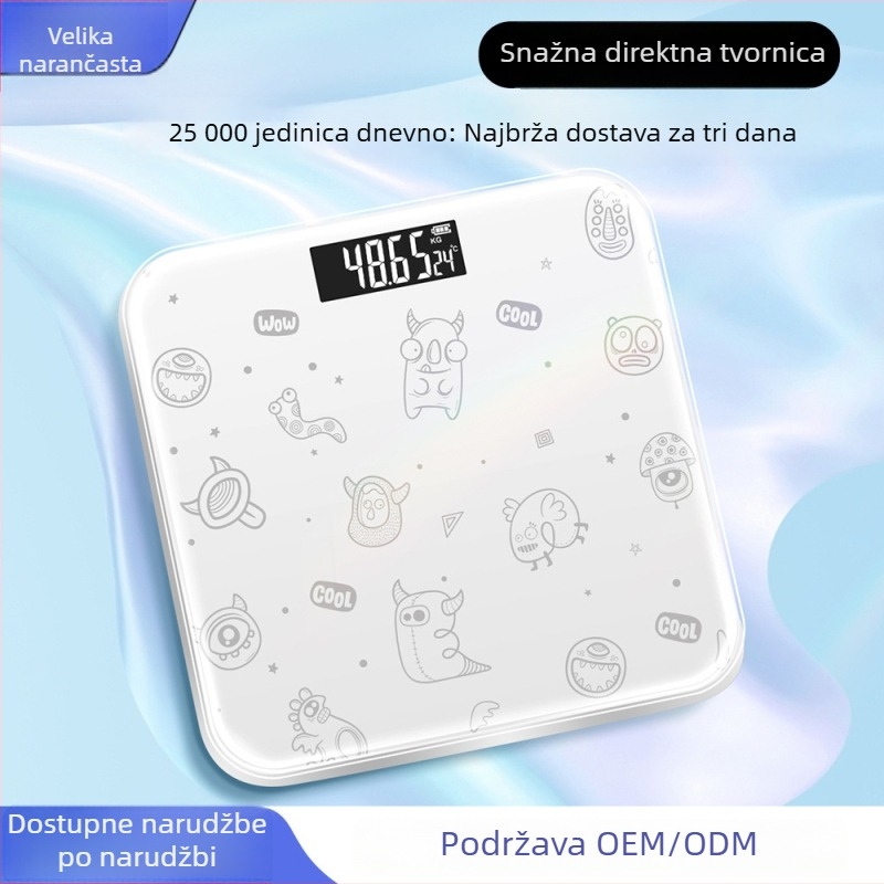 Big Orange punjiva digitalna vaga za kupaonicu, kapacitet 180 kg, dimenzije 26×26 cm, USB punjenje