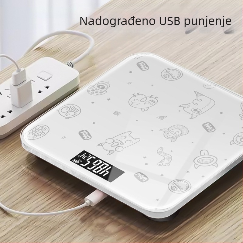 Big Orange punjiva digitalna vaga za kupaonicu, kapacitet 180 kg, dimenzije 26×26 cm, USB punjenje