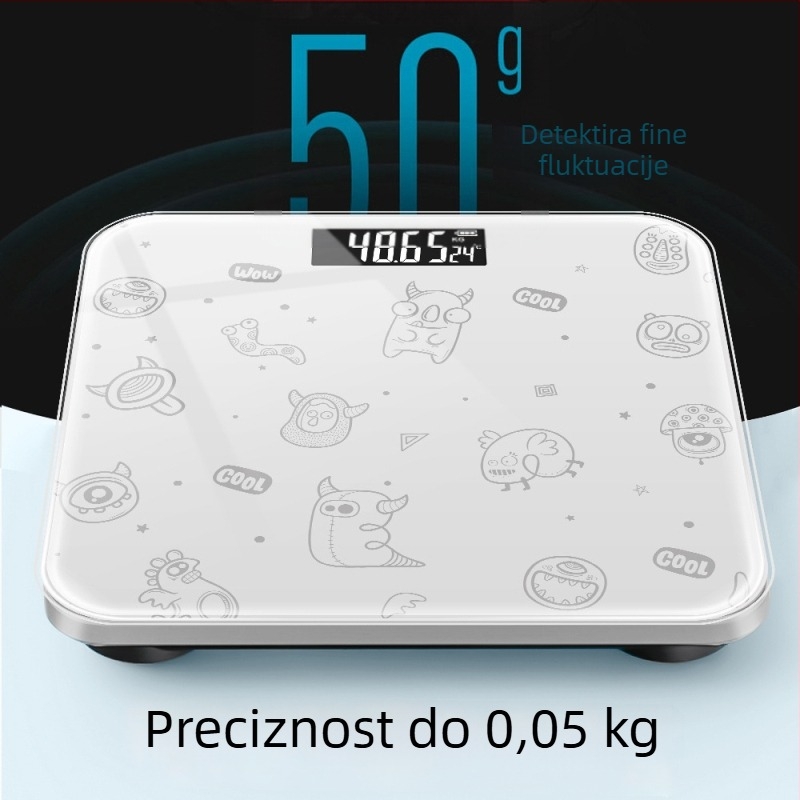 Big Orange punjiva digitalna vaga za kupaonicu, kapacitet 180 kg, dimenzije 26×26 cm, USB punjenje