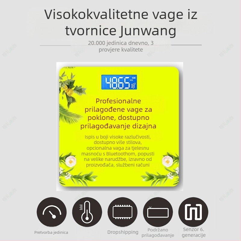 Elektronska vaga s prilagođenim logom — kućna vaga za tijelo, sladak crtani dizajn, izdržljiva