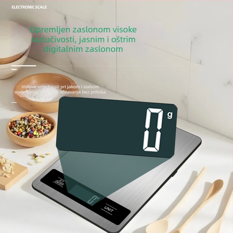 Nehrđajući čelik kuhinjska vaga 10 kg, pametna digitalna višenamjenska vaga za kuhanje i pečenje